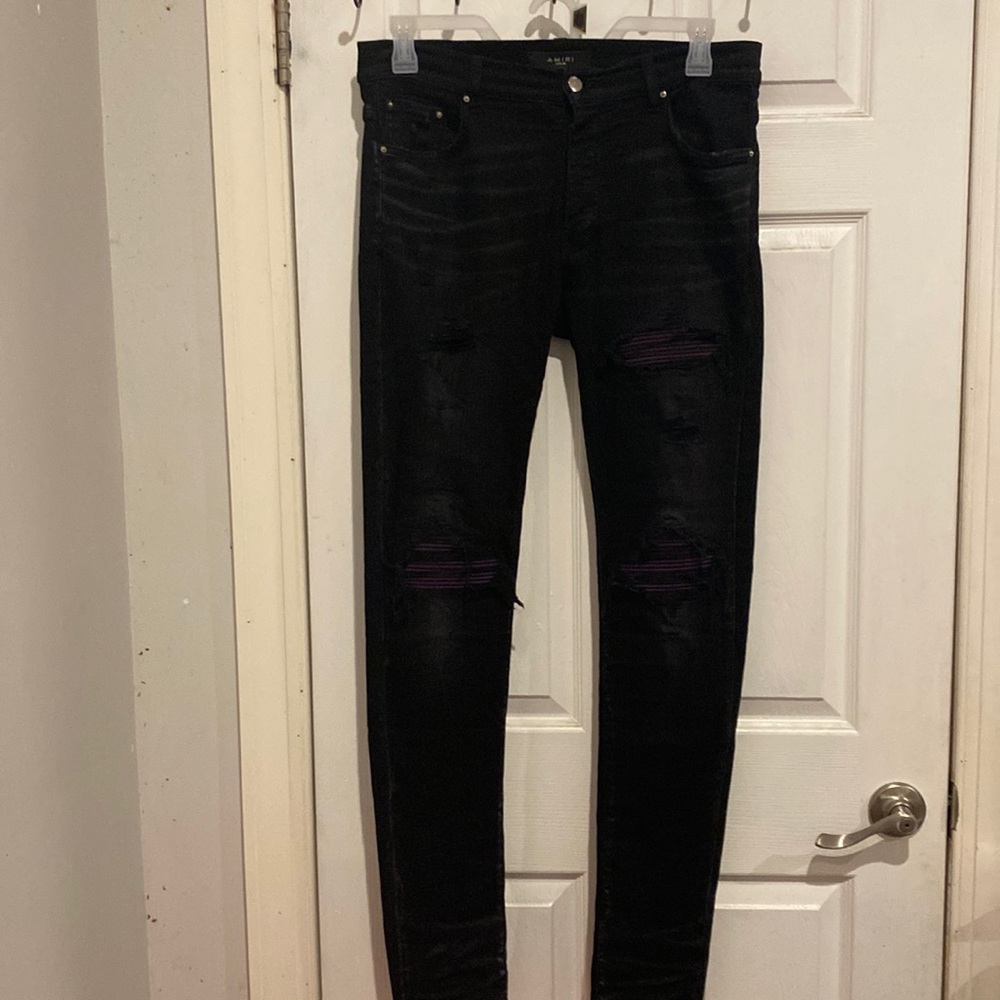 Amiri faded black mx1 skinny jeans, men’s 32us
